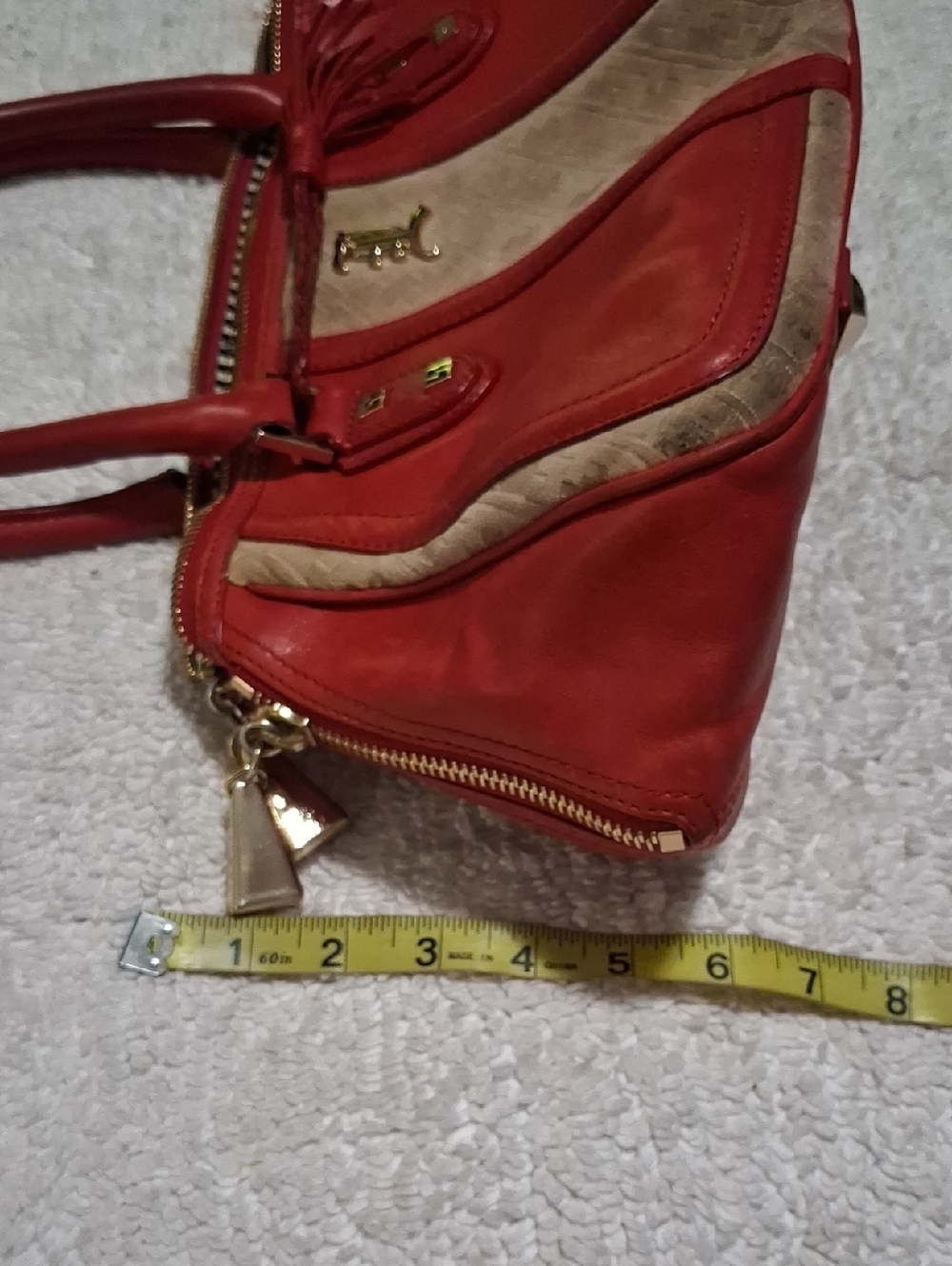 L.A.M.B. Matching Red and Beige Logo-Accent Leather Bag & Wallet - Picture 16 of 16